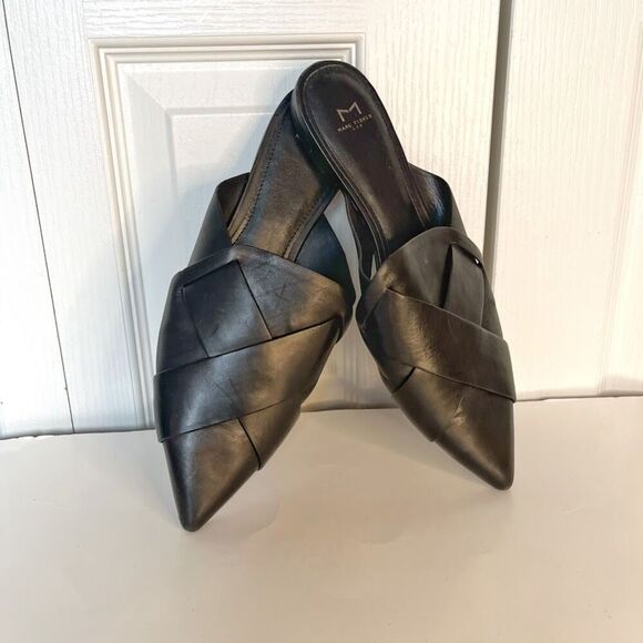 Marc Fisher Shoes - Marc Fisher Leather Sono Pointy Toe Woven Witchy Core Goth Slip On Mules Sandals